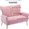 Artechworks Tufted Contemporary Velvet Wingback HighBack Loveseat Sofa Chair Upholstered Couch with Gold Metal Legs Two-Seat Sofa for Living Room Bedroom Apartment Small Space Dorm, Pink - Image 8
