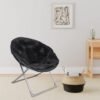 Amazon Basics Faux Fur Saucer Shaped Chair with Metal Frame Black 27.2"D x 32.3"W x 32.3"H - Image 3