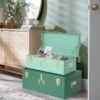Vixdonos Decorative Large Metal Box Storage Trunk Chest Set of 2 College Dorm Organizer with Hardware Hasps and Handle for Home Deocr,23.7X14.2X9.5 Inches - Image 5