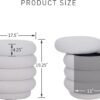 17.5'' Round Ottoman Foot Stool Fabric Storage Footrest Vanity Stool Chair, Modern Sherpa Upholstered Padded Seat with Lid for Living Room/Bedroom/Small Space/Make Up, Cream - Image 3