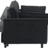 3-in-1 Convertible Sofa Bed, Corduroy Sleeper Couch Pull-Out Bed, Loveseat Sleeper Sofa Bed with Adjustable Backrest, Storage Pockets & Pillows for Living Room Apartment Dormitory Home Office (Black) - Image 6