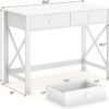 WiberWi Home Office Desk with Drawers White Modern Writing Computer Desk, Small Makeup Vanity Table Desk for Bedroom, Study Table for Home Office - Image 3