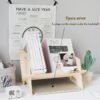 Wood Bookcase in Living Room/Home/Office, Desktop Book Shelf Organizer Bookshelves Storage Rack for CDs/Magazine/Books Display (Style V) - Image 5