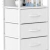 YBING Nightstand with 4 Drawers End Table White Bedside Table with Storage 36 Inch Tall Night Stand for Bedroom Living Room, Wood Top - Image 2