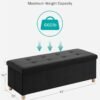43 Inches Folding Storage Ottoman Bench, Velvet Storage Chest, Footrest Couch with Wooden Legs, Support 350lbs for Bedroom, Living Room, Hallway, Black - Image 4