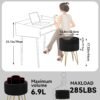 Storage Ottoman, Round Footrest Stool with Removable Cover & Adjustable Legs, Soft Padded Seat, Dutch Velvet Vanity Stool, Modern Decorative Accent Stool for Makeup, Bedroom, Durk Black - Image 4