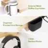 Bedside Shelf with Cup Holder, Bunk Bed Shelf for Top Bunk, College Dorm Room Essentials, Bed Shelfie with Hooks, Loft Bed Clip On Nightstand for Water Cup Phone Tablet Books (Wooden, Plus) - Image 5