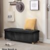 43 Inches Folding Storage Ottoman Bench, Velvet Storage Chest, Footrest Couch with Wooden Legs, Support 350lbs for Bedroom, Living Room, Hallway, Black - Image 3