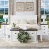 21" Tall Nightstand with 3 Drawers, Farmhouse 18" Wide End Table with Charging Station, Wood Rustic Side Table, Small Dresser Chest of Drawers for Bedroom, Living Room, Closet, White - Image 7