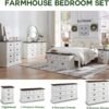 21" Tall Nightstand with 3 Drawers, Farmhouse 18" Wide End Table with Charging Station, Wood Rustic Side Table, Small Dresser Chest of Drawers for Bedroom, Living Room, Closet, White - Image 6