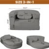 3-in-1 Bean Bag Chair for Adults, Folding Bean Bag Sofa, Giant Lazy Floor Sofa Bed, Velvet Memory Foam BeanBag Chairs with Pillow for Bedroom, Living Room, Dorm - Image 3