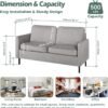 STHOUYN 56" W Fabric Loveseat Sofa with 2 USB, Small Couches for Living Room, Bedroom, Office, Easy Assembly & Comfy Cushion, Light Grey - Image 4
