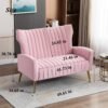 Artechworks Tufted Contemporary Velvet Wingback HighBack Loveseat Sofa Chair Upholstered Couch with Gold Metal Legs Two-Seat Sofa for Living Room Bedroom Apartment Small Space Dorm, Pink - Image 3