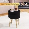 Storage Ottoman, Round Footrest Stool with Removable Cover & Adjustable Legs, Soft Padded Seat, Dutch Velvet Vanity Stool, Modern Decorative Accent Stool for Makeup, Bedroom, Durk Black - Image 5