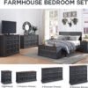 21" Tall Nightstand with 3 Drawers, Farmhouse 18" Wide End Table with Charging Station, Wood Rustic Side Table, Small Dresser Chest of Drawers for Bedroom, Living Room, Closet, Dark Grey - Image 7