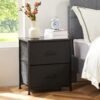 Sweetcrispy Nightstand Small Dresser with 2 Fabric Drawers Side Bedroom End Table Kids Bedside Storage Furniture for 20" Tall Night Stand for Closet, Entryway, College Dorm, Black - Image 3