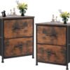 Sweetcrispy Nightstand Set of 2 with 2 Storage Drawers, 20" Height Small Bed Side Furniture End Table, Wooden Top Fabric Cabinet Kids Mini Dresser for Bedroom, Closet, Entryway, College Dorm - Image 2
