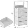 YBING Nightstand with 4 Drawers End Table White Bedside Table with Storage 36 Inch Tall Night Stand for Bedroom Living Room, Wood Top - Image 4