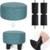 Asense Round Footrest Ottoman Footstools Padded Small Seat with Non-Skid Legs (Blue, Round) - Image 5