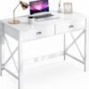 WiberWi Home Office Desk with Drawers White Modern Writing Computer Desk, Small Makeup Vanity Table Desk for Bedroom, Study Table for Home Office - Image 9