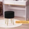 Storage Ottoman, Round Footrest Stool with Removable Cover & Adjustable Legs, Soft Padded Seat, Dutch Velvet Vanity Stool, Modern Decorative Accent Stool for Makeup, Bedroom, Durk Black - Image 8