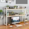 uyoyous Computer Desktop Shelf 2-Tier Multipurpose Wood Desk Hutch Bookcase for Computer Desk with Adjustable Shelf Display Rack Organizer, White - Image 10