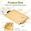 Bedside Shelf with Cup Holder, Bunk Bed Shelf for Top Bunk, College Dorm Room Essentials, Bed Shelfie with Hooks, Loft Bed Clip On Nightstand for Water Cup Phone Tablet Books (Wooden, Plus) - Image 3