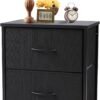 Sweetcrispy Nightstand Small Dresser with 2 Fabric Drawers Side Bedroom End Table Kids Bedside Storage Furniture for 20" Tall Night Stand for Closet, Entryway, College Dorm, Black - Image 2