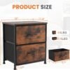 Sweetcrispy Nightstand Set of 2 with 2 Storage Drawers, 20" Height Small Bed Side Furniture End Table, Wooden Top Fabric Cabinet Kids Mini Dresser for Bedroom, Closet, Entryway, College Dorm - Image 4