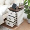21" Tall Nightstand with 3 Drawers, Farmhouse 18" Wide End Table with Charging Station, Wood Rustic Side Table, Small Dresser Chest of Drawers for Bedroom, Living Room, Closet, White - Image 4