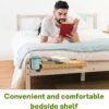 Bedside Shelf with Cup Holder, Bunk Bed Shelf for Top Bunk, College Dorm Room Essentials, Bed Shelfie with Hooks, Loft Bed Clip On Nightstand for Water Cup Phone Tablet Books (Wooden, Plus) - Image 7