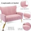 Artechworks Tufted Contemporary Velvet Wingback HighBack Loveseat Sofa Chair Upholstered Couch with Gold Metal Legs Two-Seat Sofa for Living Room Bedroom Apartment Small Space Dorm, Pink - Image 7
