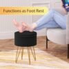 Storage Ottoman, Round Footrest Stool with Removable Cover & Adjustable Legs, Soft Padded Seat, Dutch Velvet Vanity Stool, Modern Decorative Accent Stool for Makeup, Bedroom, Durk Black - Image 6