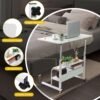 Adjustable Table Student Computer Portable Home Office Furniture Small Spaces Sofa Bedroom Bedside Desk Learn Play Game Desk on Wheels Movable with Storage Desk Size 31.5 * 15.7 Inch,White D - Image 6