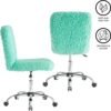 Urban Lifestyle Faux Fur Rolling Task Chair, Mint - Image 6