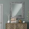 American Art Decor Rectangular Vanity Mirror - Framed Hand-Carved Wood Medallion Mirror - Accent Wall Mirror for Living Room, Bedroom, Bathroom, Hallway, Entryway & More (25” X 31") - Image 3