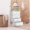 YBING Nightstand with 4 Drawers End Table White Bedside Table with Storage 36 Inch Tall Night Stand for Bedroom Living Room, Wood Top - Image 9