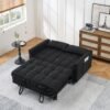 3-in-1 Convertible Sofa Bed, Corduroy Sleeper Couch Pull-Out Bed, Loveseat Sleeper Sofa Bed with Adjustable Backrest, Storage Pockets & Pillows for Living Room Apartment Dormitory Home Office (Black) - Image 5