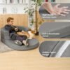3-in-1 Bean Bag Chair for Adults, Folding Bean Bag Sofa, Giant Lazy Floor Sofa Bed, Velvet Memory Foam BeanBag Chairs with Pillow for Bedroom, Living Room, Dorm - Image 7