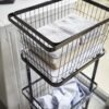 Yamazaki Home Steel Cart for Tower Laundry Basket Wagon, Black - Image 5