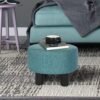 Asense Round Footrest Ottoman Footstools Padded Small Seat with Non-Skid Legs (Blue, Round) - Image 3
