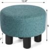 Asense Round Footrest Ottoman Footstools Padded Small Seat with Non-Skid Legs (Blue, Round) - Image 4
