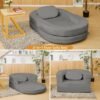 3-in-1 Bean Bag Chair for Adults, Folding Bean Bag Sofa, Giant Lazy Floor Sofa Bed, Velvet Memory Foam BeanBag Chairs with Pillow for Bedroom, Living Room, Dorm - Image 6