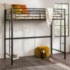 Walker Edison Timothee Urban Industrial Metal Twin over Loft Bunk Bed, Twin Size, Black - Image 3
