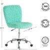 Urban Lifestyle Faux Fur Rolling Task Chair, Mint - Image 4