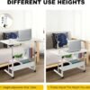 Adjustable Table Student Computer Portable Home Office Furniture Small Spaces Sofa Bedroom Bedside Desk Learn Play Game Desk on Wheels Movable with Storage Desk Size 31.5 * 15.7 Inch,White D - Image 5