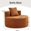 Accent Chair, Living Room Chairs with Pillow, Living Room Accent Chair with Comfortable Teddy Fabric, Round Chair for Living Room (Orange) - Image 3