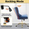 ABET Desk Chair with Wheels, Velvet Gold Office Chair Height Adjustable Armless Swivel Chair with Tufted High Back Rivet Trim, Comfy Upholstered Ergonomic Computer Chair for Bedroom, Blue - Image 7