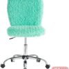 Urban Lifestyle Faux Fur Rolling Task Chair, Mint - Image 5