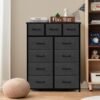 AZL1 Life Concept 11-Drawer Dresser, Fabric Storage Tower for Bedroom, Living Room, Large Tall Dressers for Bedroom with Wooden Top and Metal Frame, Bedroom Dressers & Chests of Drawers, Dark Grey - Image 3